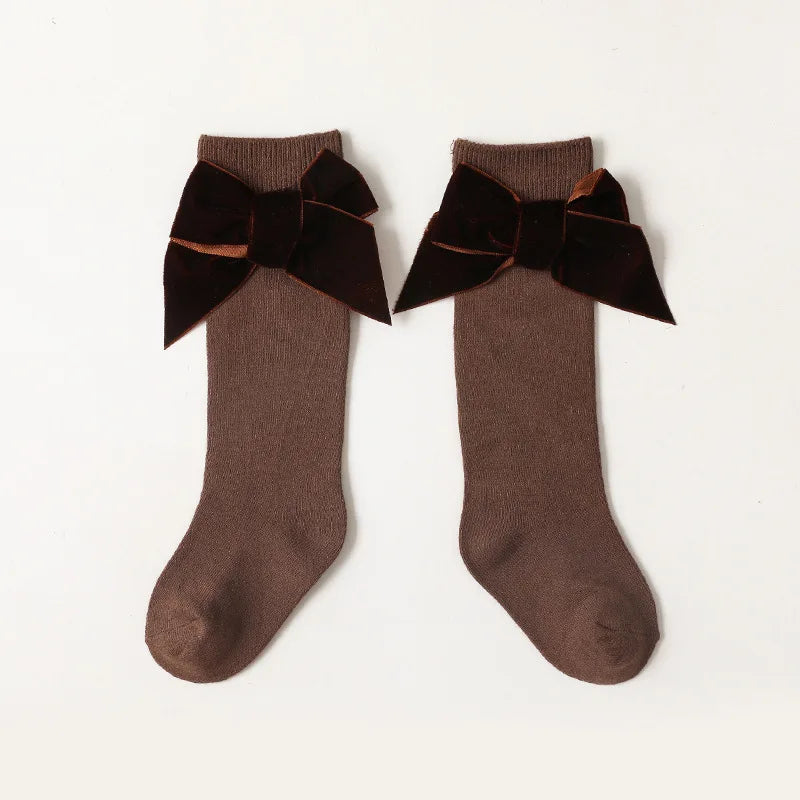 Calzini al Ginocchio con Fiocco per Bambine – Modello Caldo Autunno/Inverno 1-8 Anni