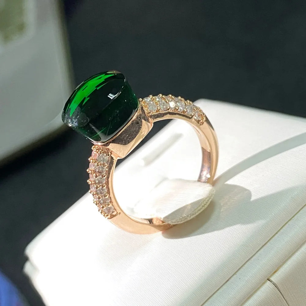 Anello quadrato di caramelle calde, anello di cristallo colorato per le donne gioielli di moda