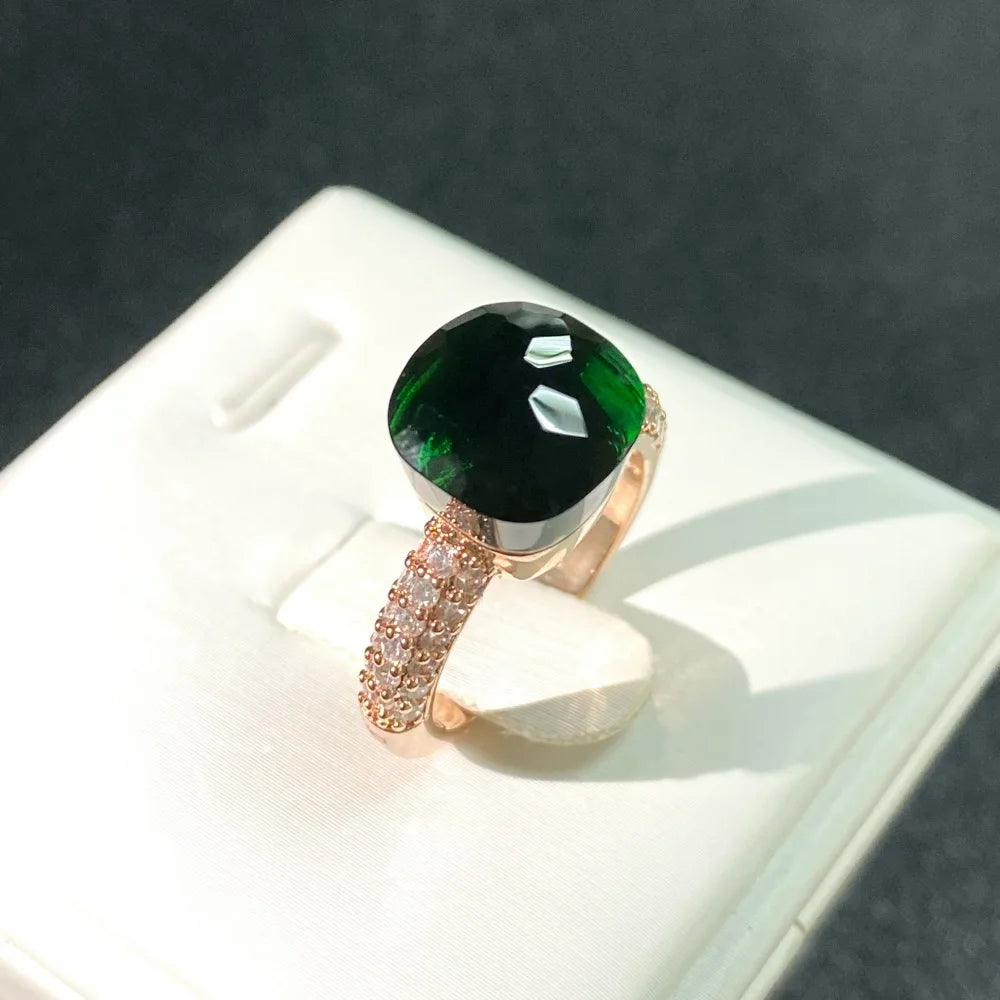 Anello quadrato di caramelle calde, anello di cristallo colorato per le donne gioielli di moda