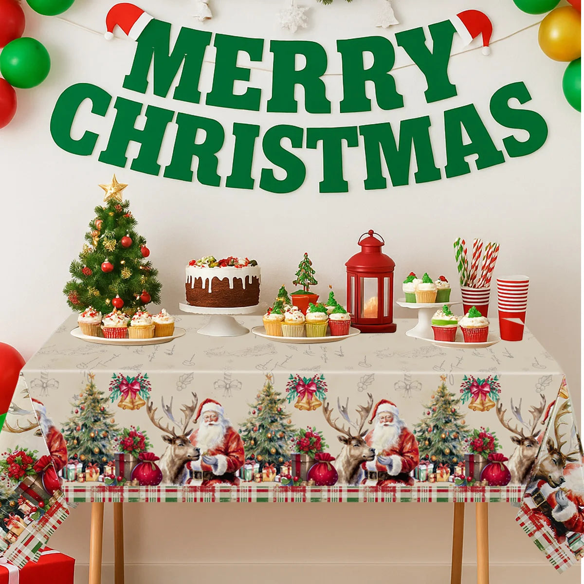 Tovaglia Natalizia in Plastica con Fiocchi di Neve