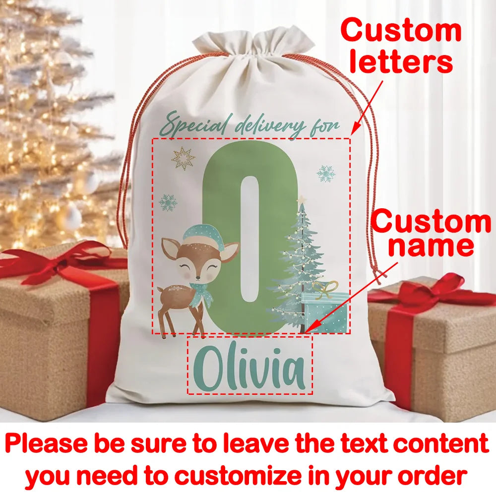 Borsa Regalo Natalizia con Renne e Albero – Sacco di Babbo Natale per Bambini