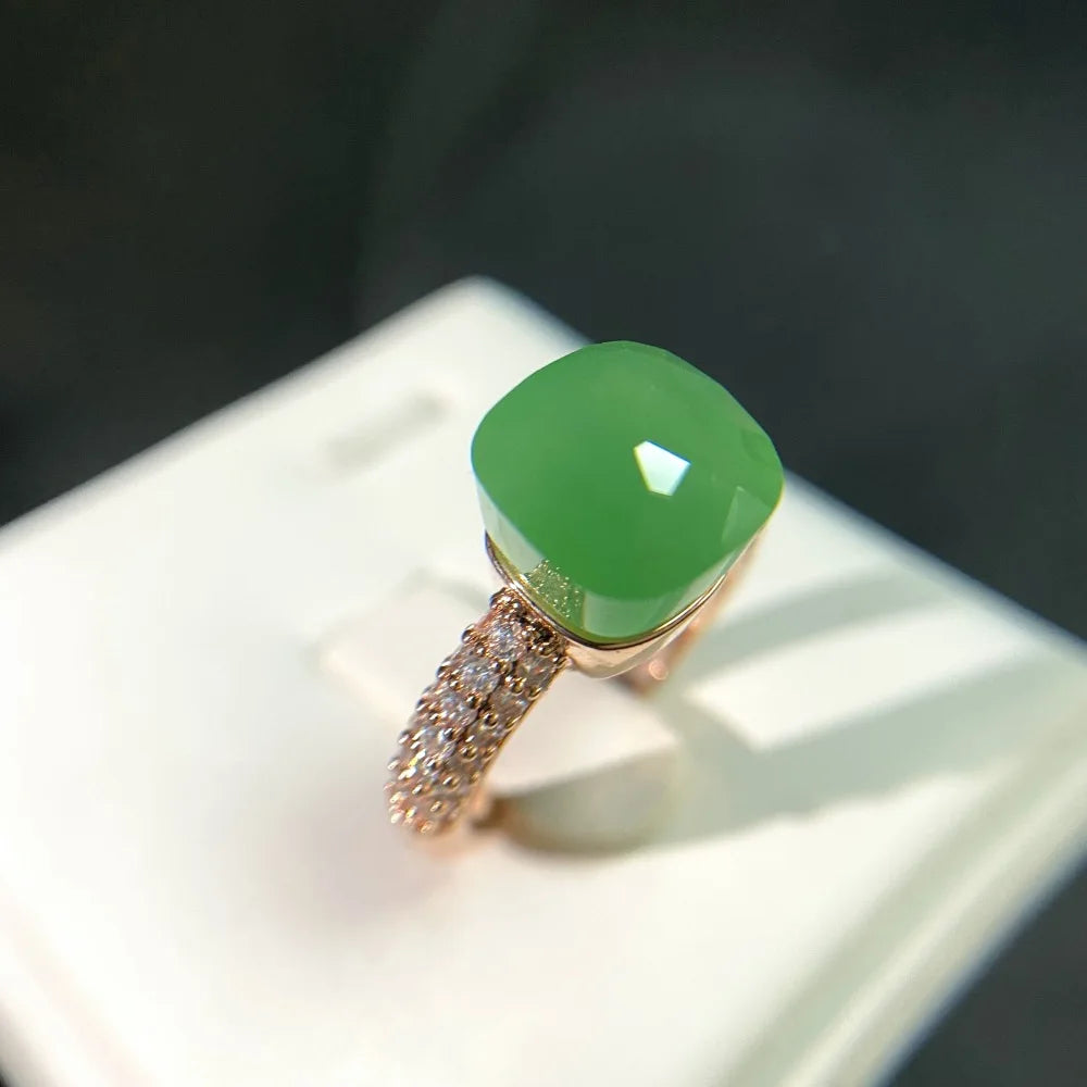 Anello quadrato di caramelle calde, anello di cristallo colorato per le donne gioielli di moda
