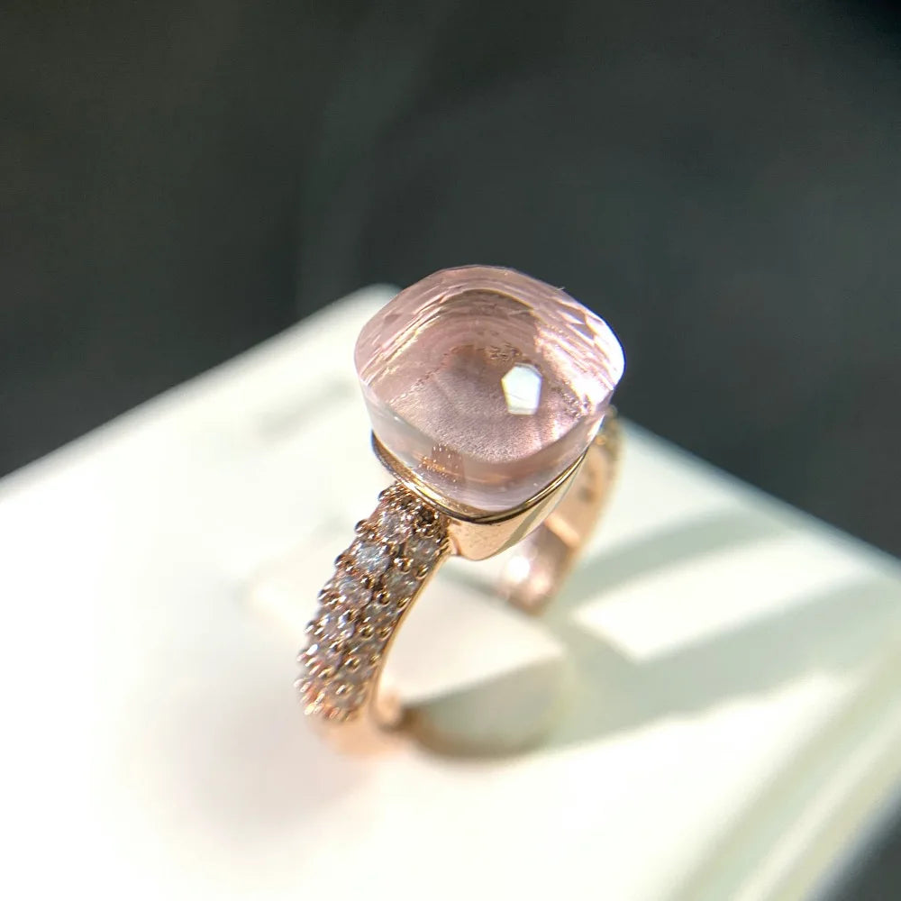 Anello quadrato di caramelle calde, anello di cristallo colorato per le donne gioielli di moda