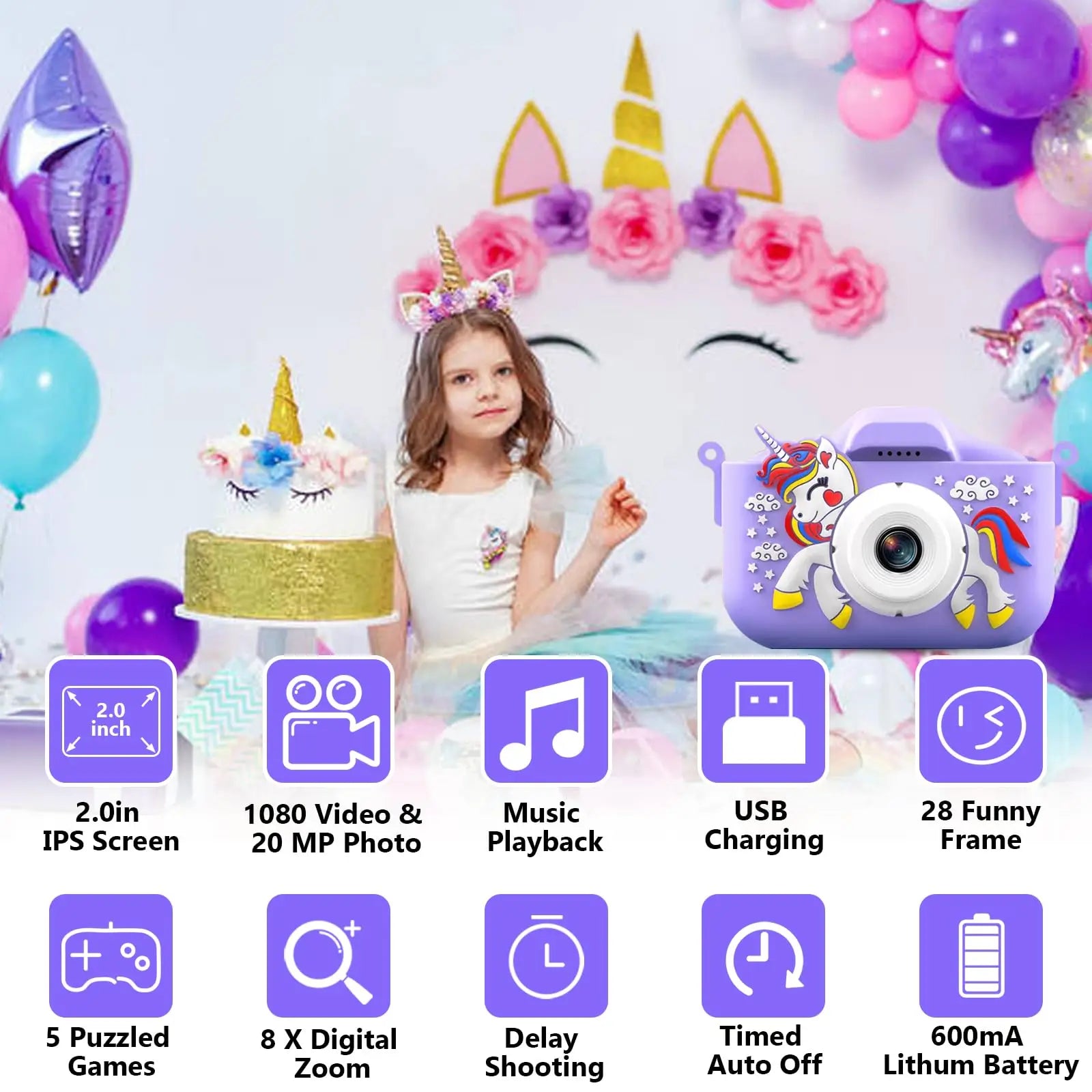 Fotocamera Digitale per Bambini – Giocattolo Educativo con Batteria Ricaricabile