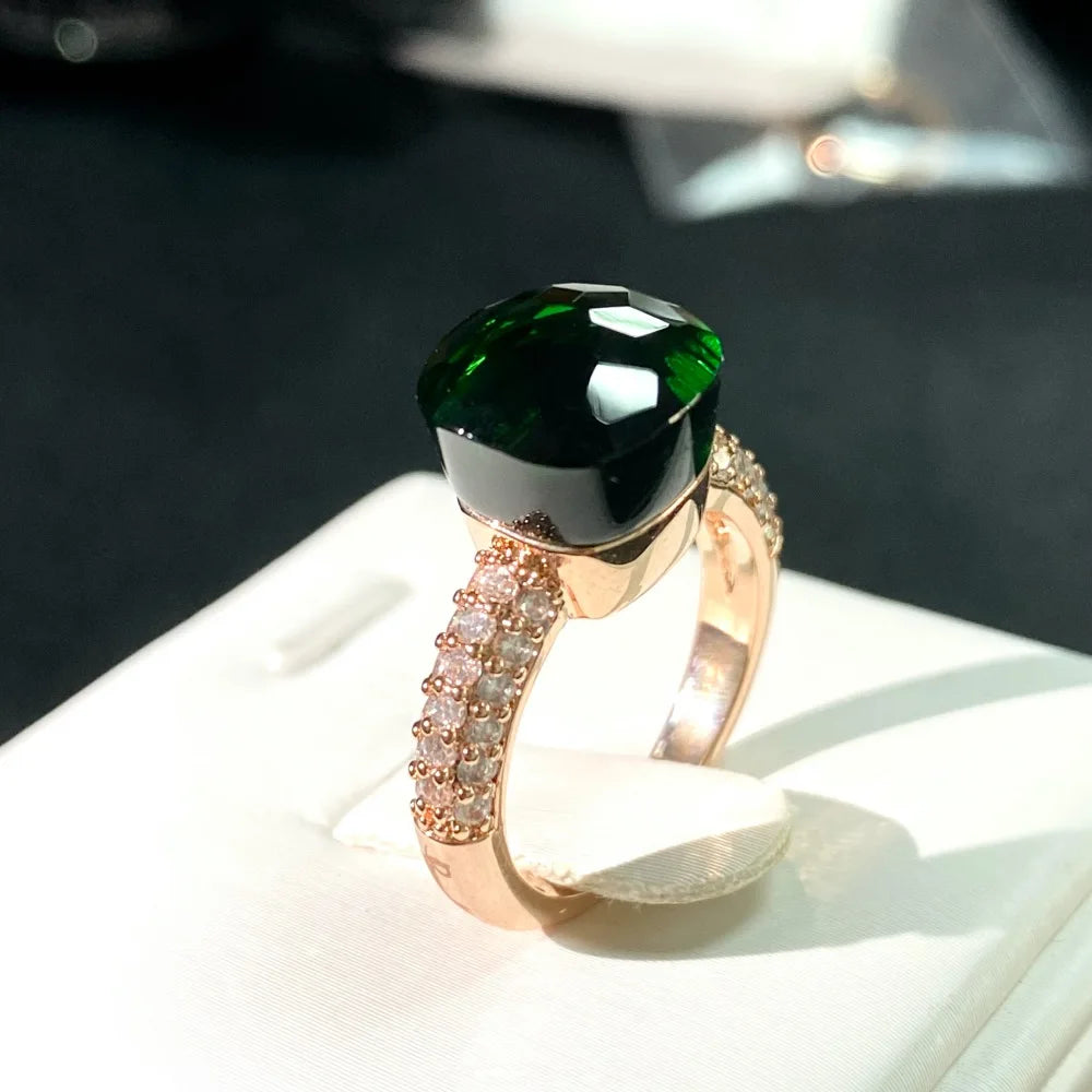 Anello quadrato di caramelle calde, anello di cristallo colorato per le donne gioielli di moda