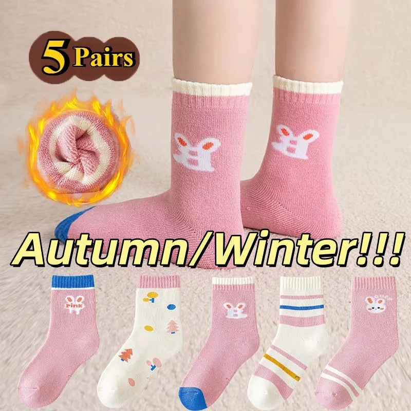 Calzini Morbidi in Peluche per Bambini – Set da 5 Paia Ideale per la Stagione Fredda