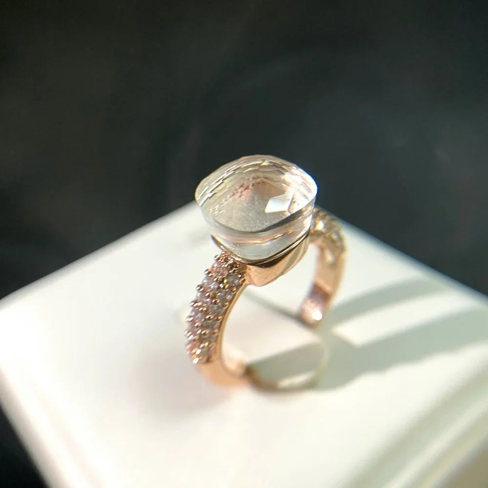 Anello quadrato di caramelle calde, anello di cristallo colorato per le donne gioielli di moda