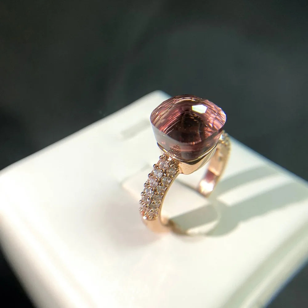 Anello quadrato di caramelle calde, anello di cristallo colorato per le donne gioielli di moda