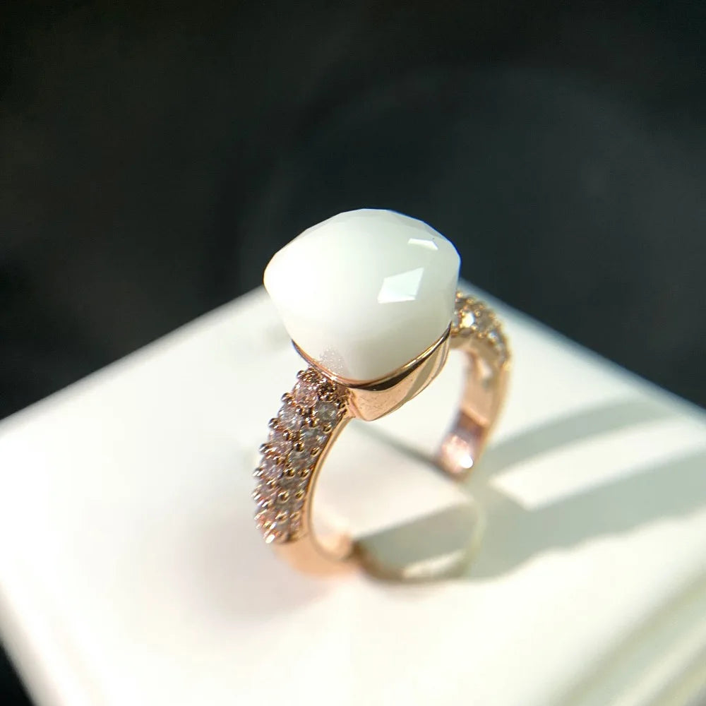 Anello quadrato di caramelle calde, anello di cristallo colorato per le donne gioielli di moda