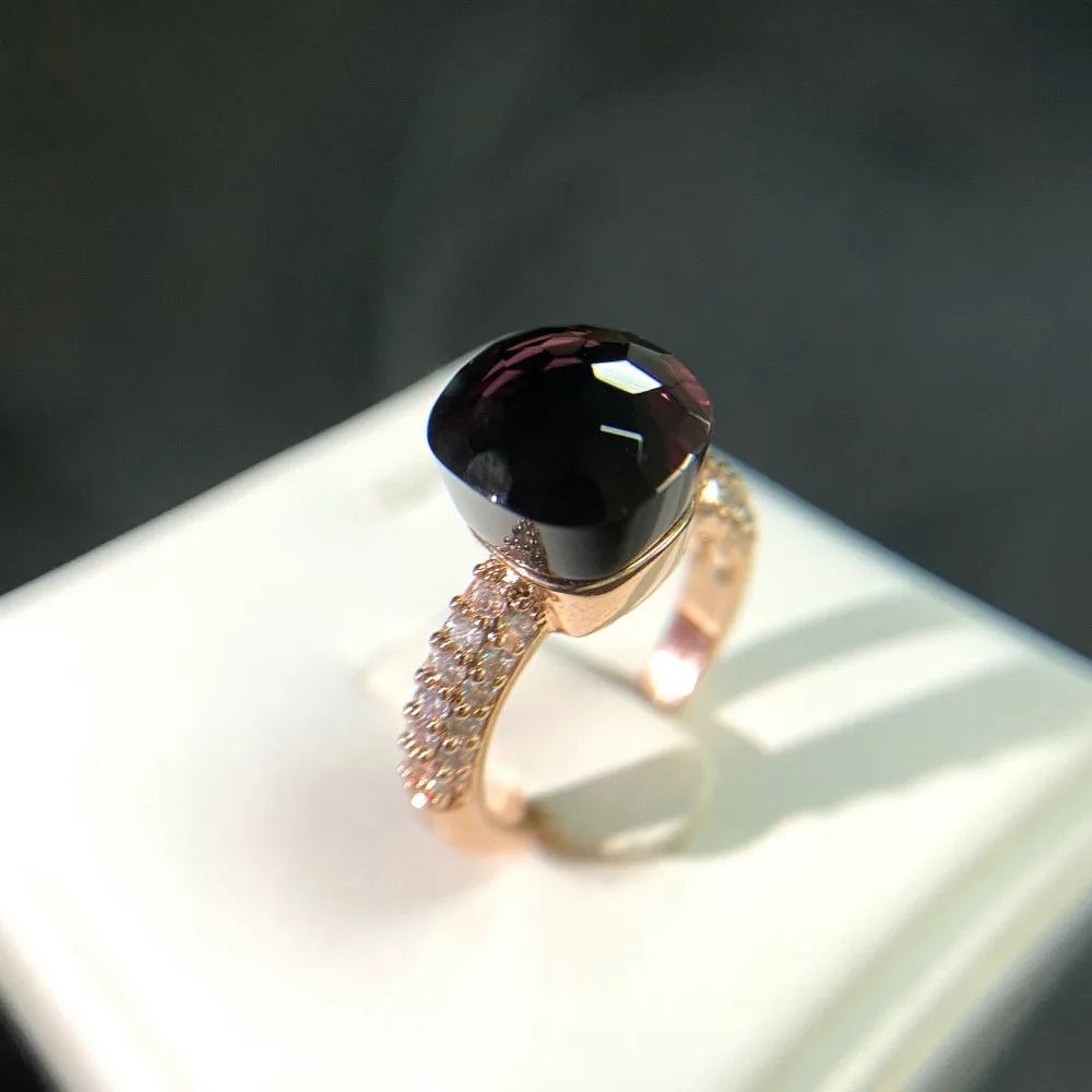 Anello quadrato di caramelle calde, anello di cristallo colorato per le donne gioielli di moda