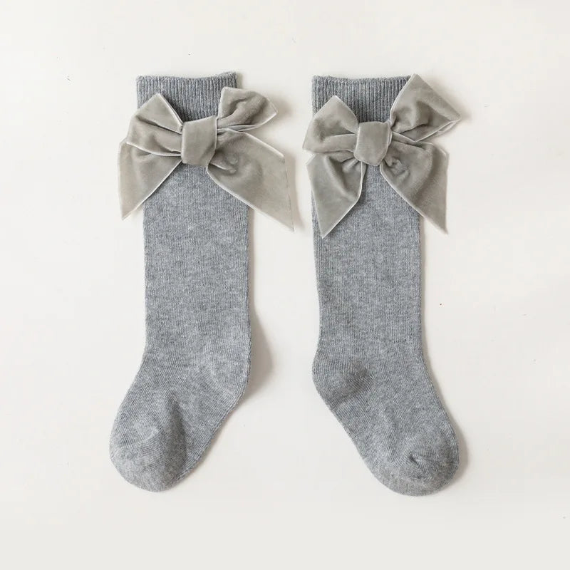 Calzini al Ginocchio con Fiocco per Bambine – Modello Caldo Autunno/Inverno 1-8 Anni