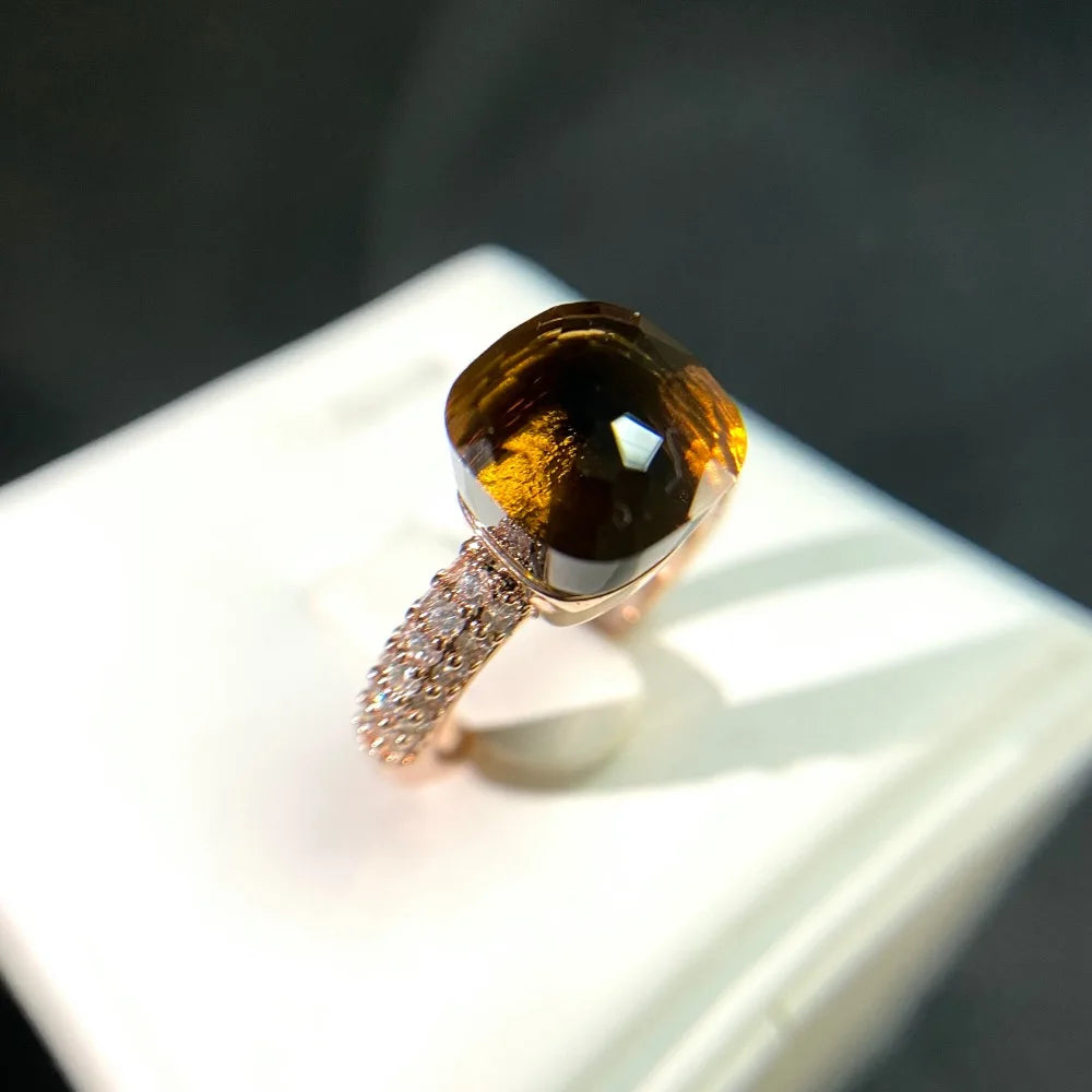 Anello quadrato di caramelle calde, anello di cristallo colorato per le donne gioielli di moda