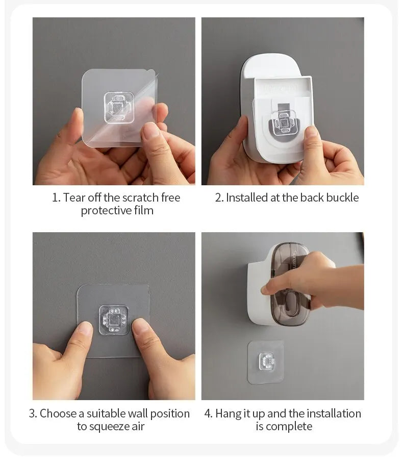 Dispenser di Dentifricio Automatico da Parete con Portaspazzolini