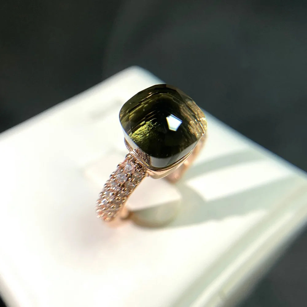 Anello quadrato di caramelle calde, anello di cristallo colorato per le donne gioielli di moda