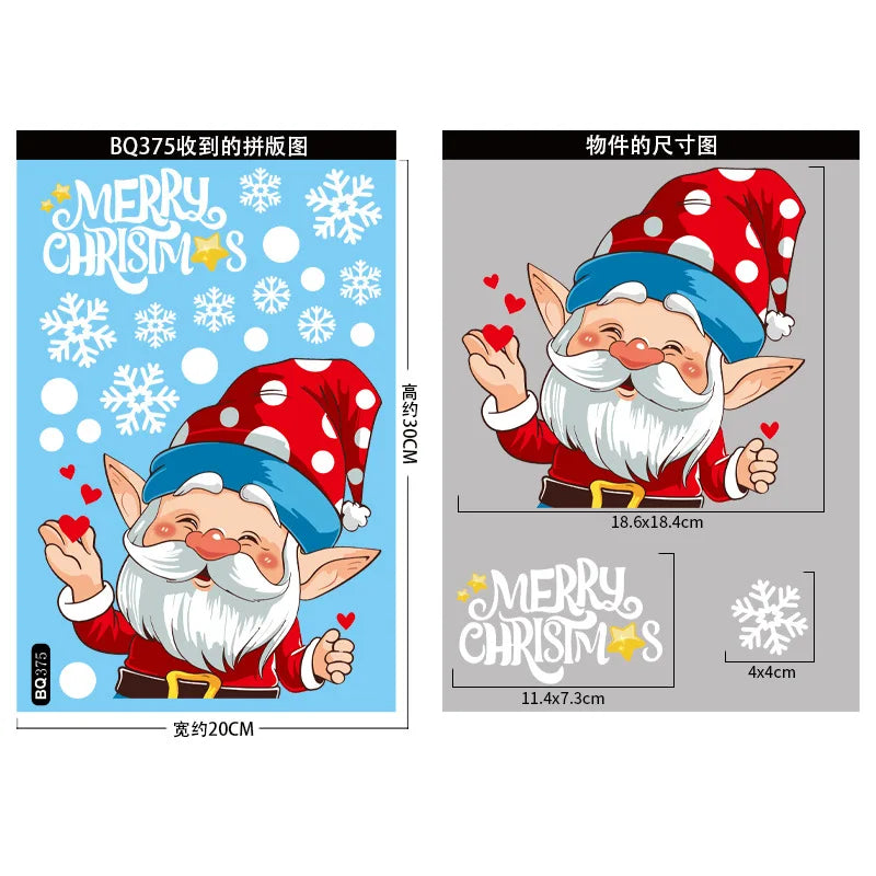 Sticker Natalizi per Vetri e Pareti – Scene Invernali con Babbo Natale e Pupazzo di Neve