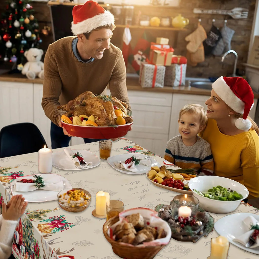 Tovaglia Natalizia in Plastica con Fiocchi di Neve