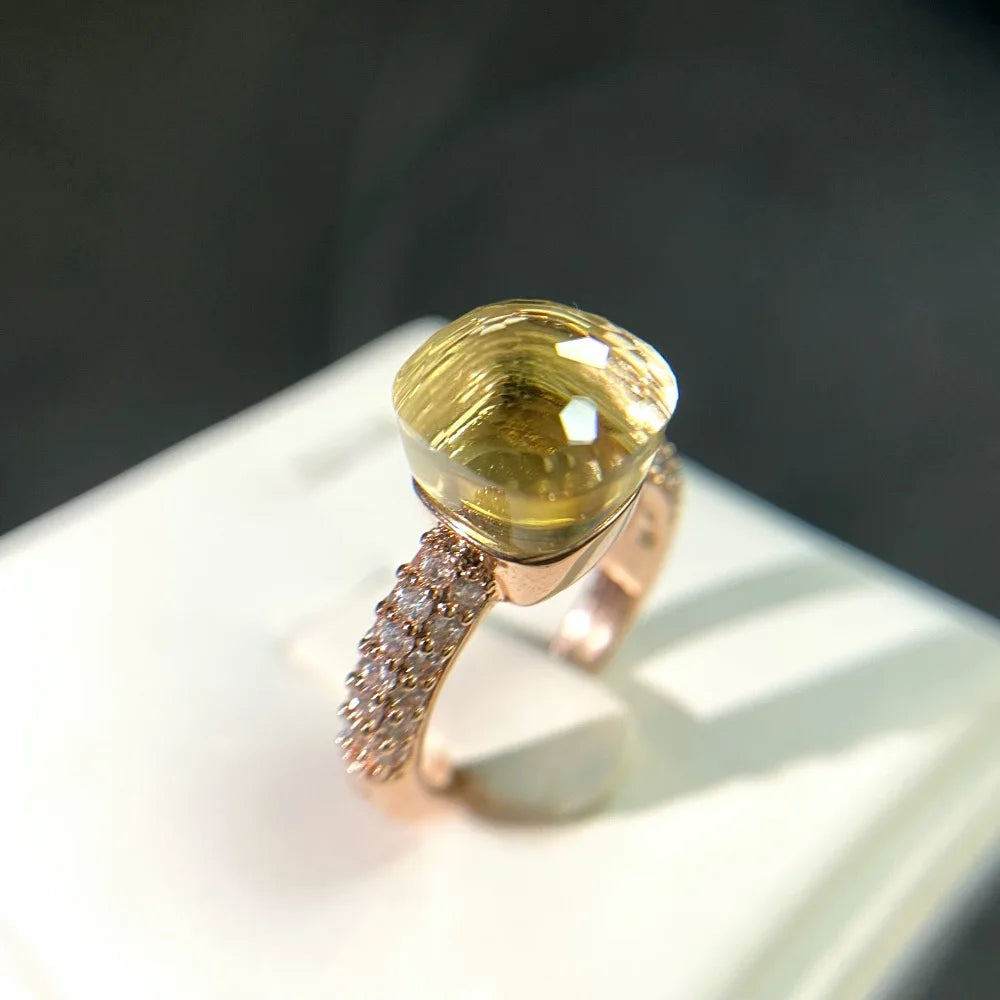 Anello quadrato di caramelle calde, anello di cristallo colorato per le donne gioielli di moda